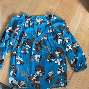 Diane Von Furstenberg Blue Graphic Relaxed Blouse